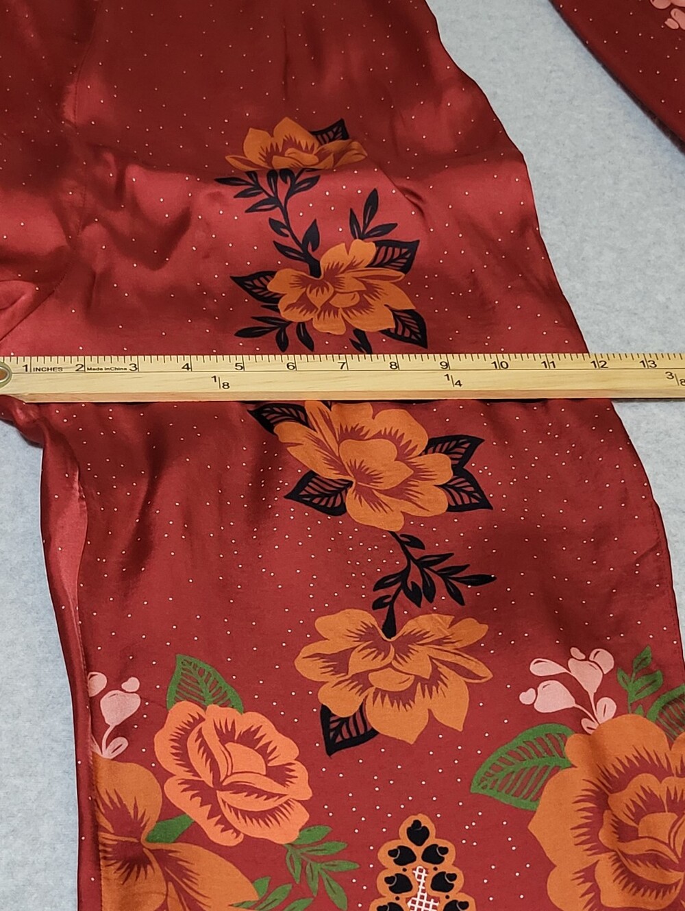Farm Rio Anthropologie One Shoulder Jumpsuit Sz M Red Floral Satin Boho Festival - Picture 12 of 16